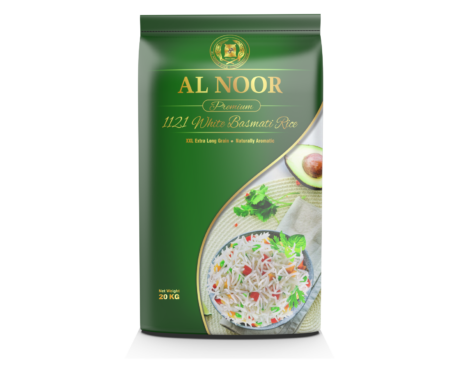 AL NOOR PREMIUM 1121 WHITE BASMATI RICE 20KG (NEW)